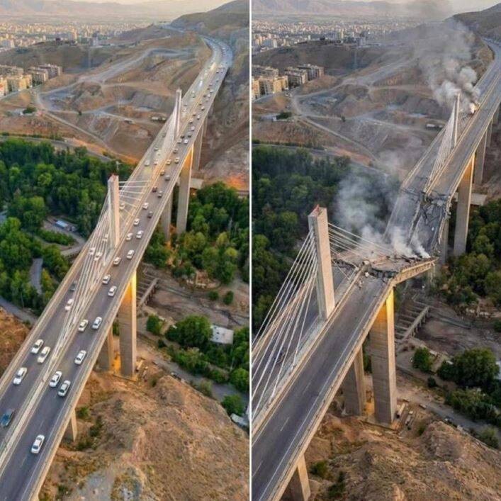 Ataque aéreo destruye el puente B1 en Karaj